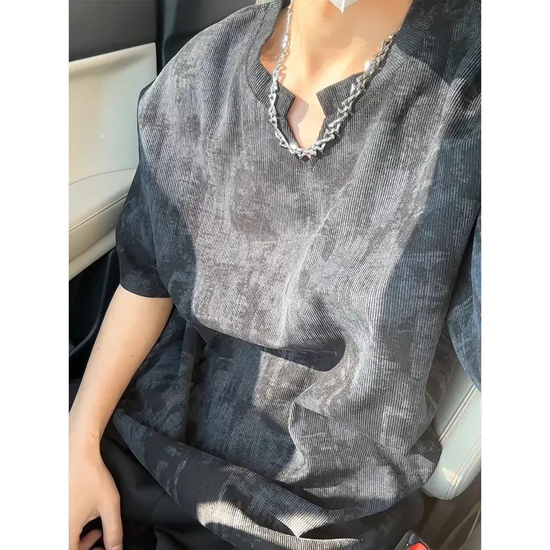 Design-oriented Oversized Short-sleeve American High-street Style Regular-shoulder Half-sleeve