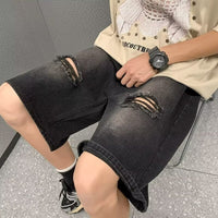 Ruoshuai Men's  Denim Shorts