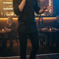 Chic Black Shirt With Statement Sequin Detail