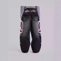 Womens Distressed Relaxed-Fit Denim Jeans