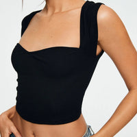 Crop Top Sweetheart Solid Ribbed Sleeveless