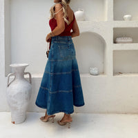 Womens Retro Denim Skirt