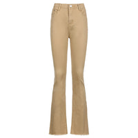 Brown High Waist Stretch Bootcut Jeans Women Casual Pants