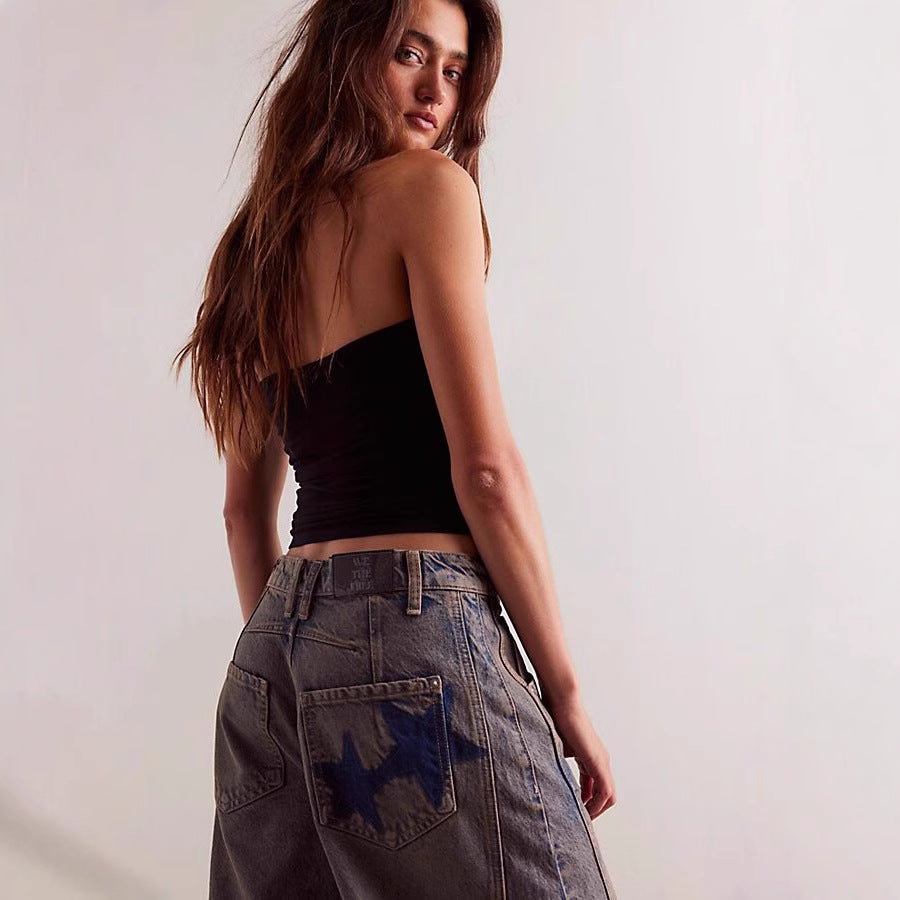 Casual Loose Mid Waist Cylindrical Women's Jeans