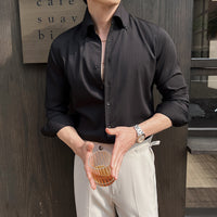 Men's Dark Stripes V-neck Long Sleeve Shirt