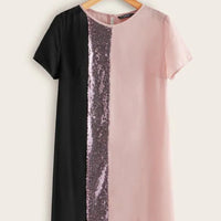 Colorblock dress with sequin detail