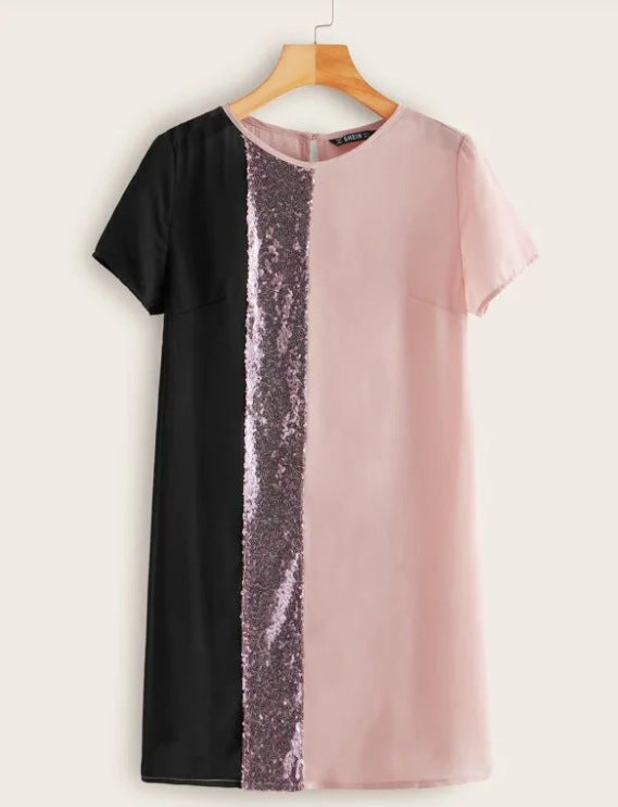 Colorblock dress with sequin detail