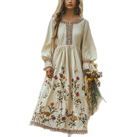 Women's Bohemian Retro Long-Sleeve Maxi Dress
