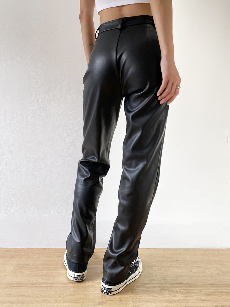 Straight Leg Faux Leather Pants