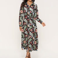 Ladies Fashion Casual Printed Chiffon Long Sleeve Shirt Chiffon Skirt