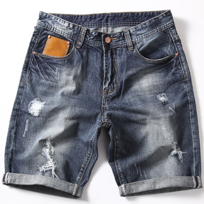 Ripped Jeans Men's Loose Large Size Summer Thin Denim Shorts
