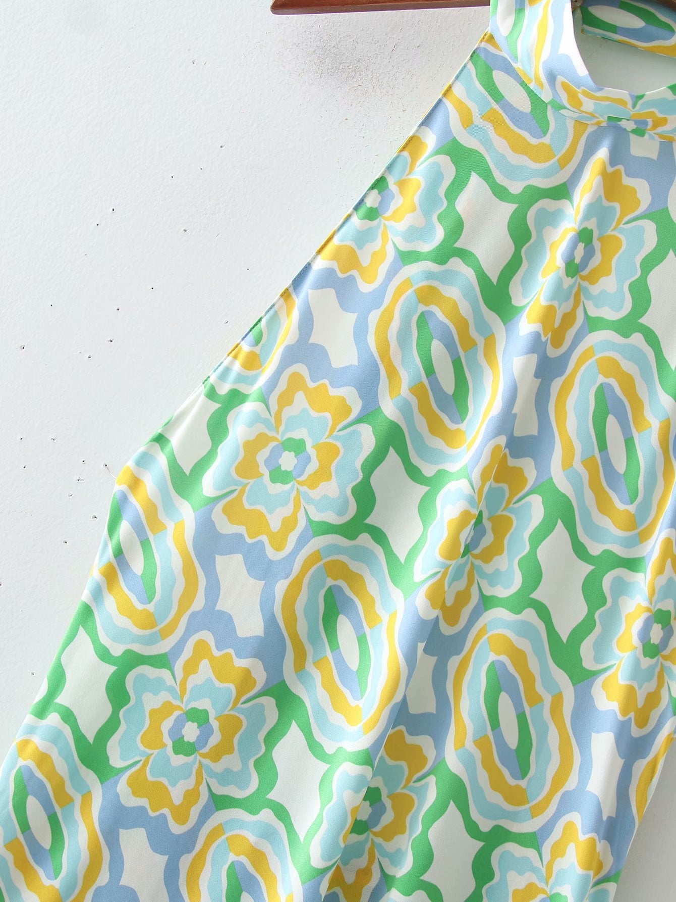 Spring Long Printed Midi Halterneck Dress