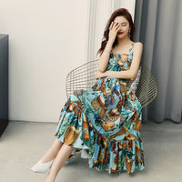 Beach Skirt Halter Long Skirt Suspenders Fishtail