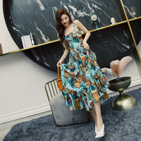 Beach Skirt Halter Long Skirt Suspenders Fishtail