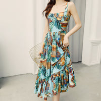 Beach Skirt Halter Long Skirt Suspenders Fishtail