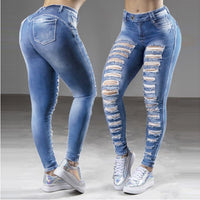 Jeans Street Cotton Denim Dark High Waist Blue Trousers Women