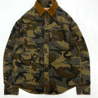 American Retro Camouflage Shirt Men's Corduroy Stitching Lapel