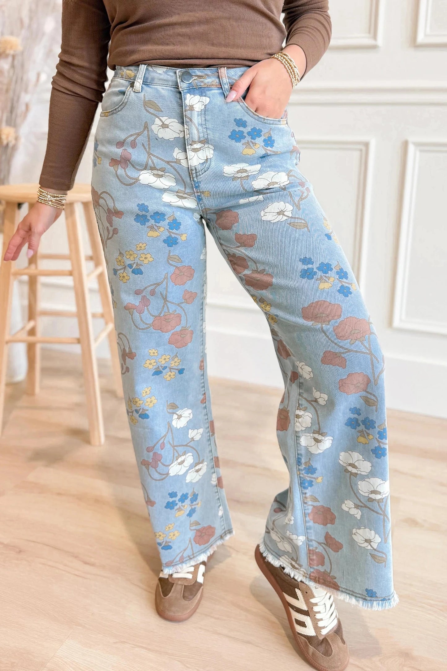 Women's Casual Loose-Fit Irregular Printed Denim Jeans