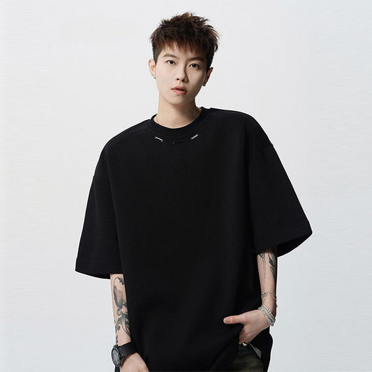Metal-Emblem Short-Sleeve T-Shirt