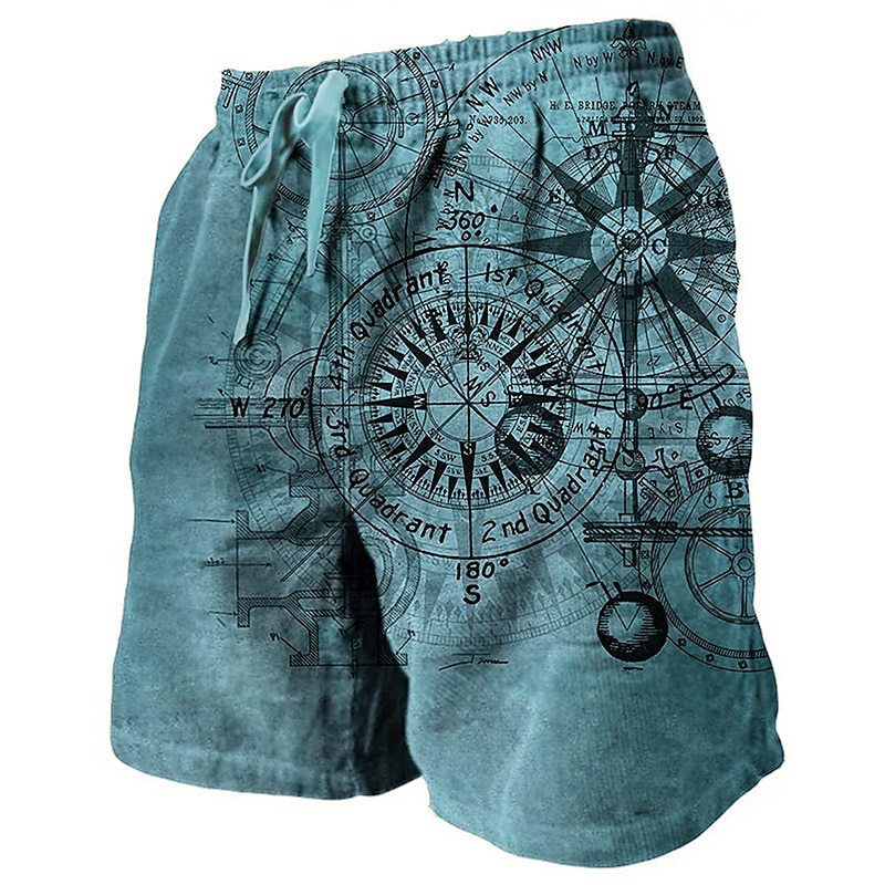 European And American 3D Printed Casual Retro Plaid Hawaiian Vacation Beach Pants Loose Shorts Men