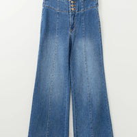 Women's Solid-Color Fashionable Casual Slimming Flared Denim Trousers