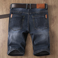 Fashion Personality Men's Slim Fit Black Denim Shorts