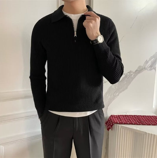 Knitted Polo Sweater With Thermal