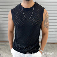 Knitted Mens Crew-Neck Sleeveless  T-shirt