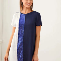 Colorblock dress with sequin detail