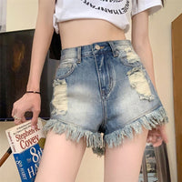 Retro Ripped Denim Shorts