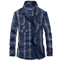 Long Sleeve Shirt Men's Plus Size Loose Cargo Cotton Shirt