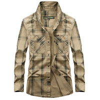 Long Sleeve Shirt Men's Plus Size Loose Cargo Cotton Shirt