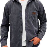 Lapel Corduroy Long-Sleeve Cardigan