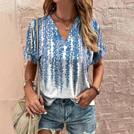 Casual Short Sleeve Pattern Print Loose Fashion Comfortable T-shirt