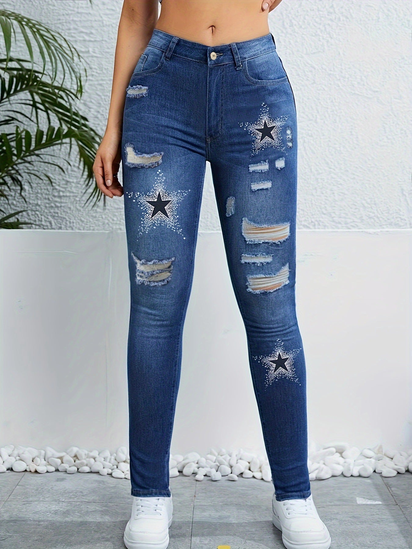 Ripped Distressed Skinny Denim Jeans