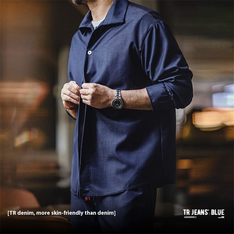 Men's  Retro Imitation Tencel Denim Shirt