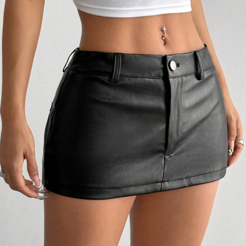 Mid-length Skirt Bodycon Leather Skirt
