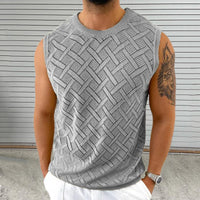 Knitted Mens Crew-Neck Sleeveless  T-shirt