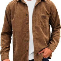 Lapel Corduroy Long-Sleeve Cardigan