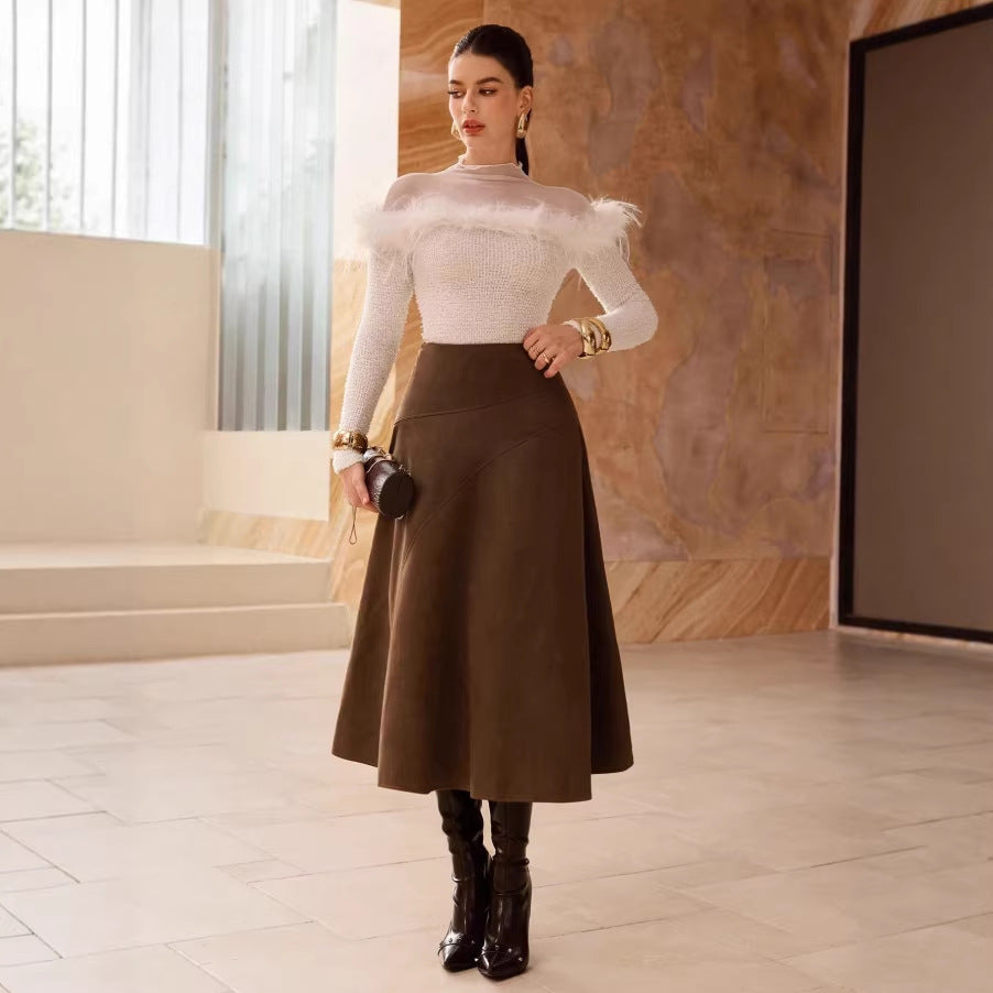 Faux Suede Elegant Skirt