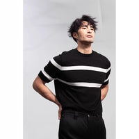 Men's Retro-style Round-neck Knitted Top With Ice Silk Short Sleeves