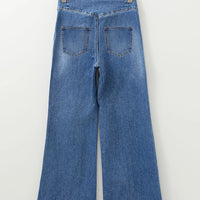 Women's Solid-Color Fashionable Casual Slimming Flared Denim Trousers