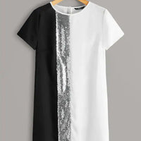 Colorblock dress with sequin detail