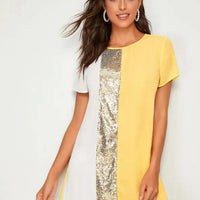 Colorblock dress with sequin detail