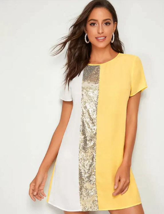 Colorblock dress with sequin detail