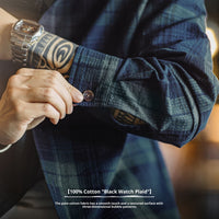 Retro Blue-green Plaid Shirt For Men