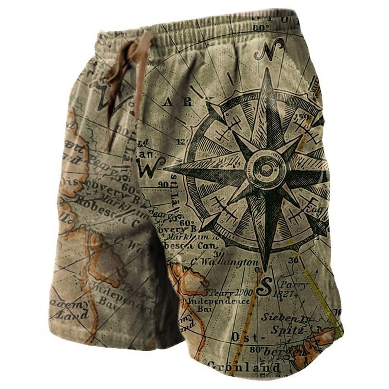 European And American 3D Printed Casual Retro Plaid Hawaiian Vacation Beach Pants Loose Shorts Men