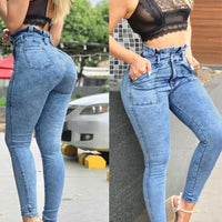 European And American Women's Skinny Jeans With Wood Ears