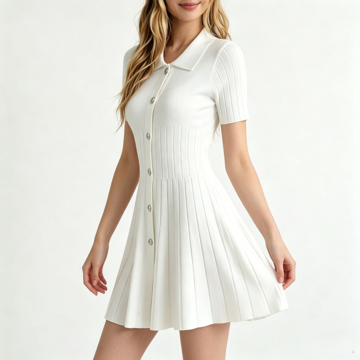 Polo-neck Knitted Dress