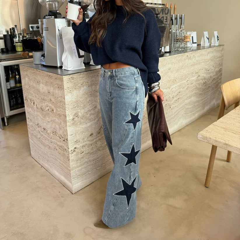Loose Straight Leg Denim Pants